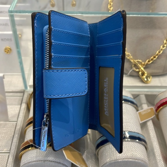 MICHAEL KORS Medium Crossgrain Leather Bifold Wallet South Pacific NWT - Picture 7 of 16